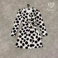 ราคา เดรสแขนยาวลายจุดทรงป้ายหน้า งานป้าย S M L (9006967514)