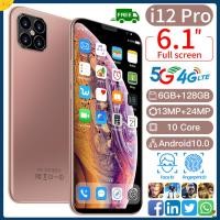 ราคา I12 Pro มือถือราคาถูก 6.1 นิ้วเต็มจอ 6 + 128GB กล้องหน้า 13MP รองรับสองซิมการ์ด โทรศัพท์ลายนิ้วมือปลดล็อกด้วยใบหน้า (8810910798)