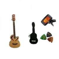ราคา ﻿vivid กีตาร์โปร่งไฟฟ้าหลังเต่า 39 รุ่น 53C N (สีไม้)+กระเป๋า+pick gibson3ตัว (4234004012)