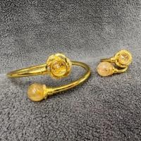 ราคา กำไลแชกงหมิว กำไลหินไหมทองแท้ 100% กังหันแชกงหมิวประดับเพชรCZ พร้อมแหวนดูดทรัพย์ ปรับขนาดได้ (25260972925)