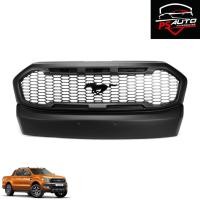 ราคา กระจังหน้า มีไฟ LED สีส้ม รุ่น ฟอร์ด เรนเจอร์ FORD RANGER XLT WILDTRAK ปี 2015 2016 2017 2018 สีดำด้าน โลโก้ม้า สีดำ (23753552404)