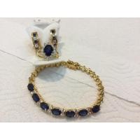 ราคา Super Clearance Sale เซ็ตทองหุ้มพลอยเนื้ออ่อนสีน้ำเงิน ประกอบด้วยสร้อยข้อมือและแหวน (971459125)