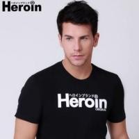 ราคา ค่าของเงินHeroin Original เสื้อยืดสีดำ ลายหลักของแบรนด์S-3XL (19620946408)