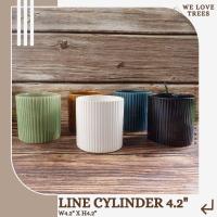 ราคา กระถางเซรามิค ทรงกระบอกเส้น 4.2 นิ้ว (Line Cylinder 4.2") (24203079280)