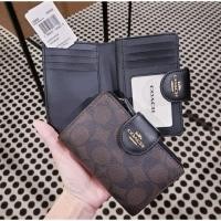ราคา COACH แท้ 100% กระเป๋าสตางค์ใบกลางฝาพับ สีดำ C0082 (9254327686)