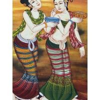 ราคา ภาพวาด กรอบรูป วินเทจ ภาพเพ้นท์ 60x80 cm สไตล์ล้านนา แขวนผนัง (28752294052)