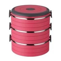 ราคา UCHI ปิ่นโตสเตนเลสเก็บความร้อน ทรงกลม 3 ชั้น BL1204-3PK สีชมพู (12091593941)