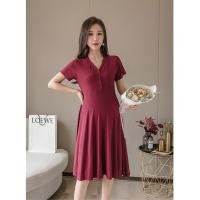 ราคา ชุดเดรสคลุมท้องผ้ายืดเรย่อน เนื้อผ้านิ่ม AA2977 (4334378970)