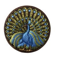 ราคา แผ่นไม้แกะสลักติดผนัง รูปนกยูงรำแพนสีสันสดใสสวยงาม ไม้สักทรงกลมขนาด 90 ซม.สวยงาม สไตล์วินเทจ ส่งด่วน ส่งไว (8628422459)