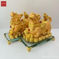 ราคา ปี่เซียะ คู่ เรียกทรัพย์ นำโชคลาภ สูง 7 นิ้ว เรซิ่นพ่นทรายทอง ฐานแก้ว แก้ปีชง 66 (11215445555)