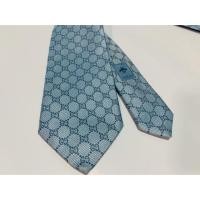 ราคา เนคไทมือ1 100%authenticGucci Sky Blue GG pattern silk tie (6321579656)