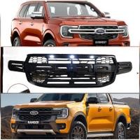 ราคา *สิ้นค้าดี* กระจังหน้าแต่งมีไฟ3จุด เรนเจอร์ FORD RANGER-ford everestปี2022-2023โลโก้ดำด้านรุ่น WT/SPORT/XLT* (23457565811)