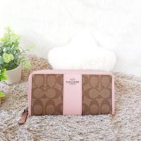 ราคา แท้100% COACH กระเป๋า F54630 ACCORDION ZIP WALLET IN SIGNATURE COATED CANVAS WITH LEATHER STRIPE (1085086856)