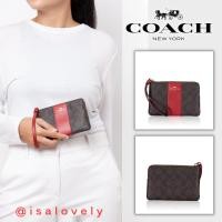 ราคา Isa Lovely Shop COACH F58035 CORNER ZIP WRISTLET IN SIGNATURE CANVAS IM/ BROWN 1941RED (24009171631)
