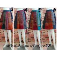 ราคา เก็บปลายทาง?? กระโปรงผ้าไทย/กระโปรงทรงเอย้วย พันเอว ผ้าลายไทยต่อลาย (2300286035)