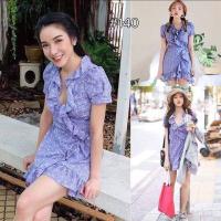 ราคา เดรสสั้นลายดอกสีม่วงเดรสลายดอกสีม่วง (2331449507)