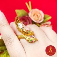 ราคา แหวนทองฝังพลอย แหวนพญานาค ฟรีไซส์ นพเก้า ไพลิน นิล ทับทิม แดง ตัวเรือนสีทอง เสริมบารมี เสริมโชค ใส่ได้ทุกโอกาส งานชุบ (24354478396)