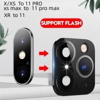 ราคา เข้ากันได้สำหรับ iPhone X XS XR XS Max ชุดติดตั้งเพิ่มและอัปเกรดเป็นฟิล์มป้องกันด้านหลังของเลนส์ เข้ากันได้สำหรับ iPhone 11 Pro Max ตัวป้องกันเลนส์กล้องโลหะผสมไทเทเนียม (26104672198)