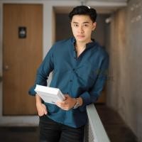 ราคา เสื้อเชิ้ตคอจีนแขนยาวสีเขียว ทรงเข้ารูป สลิมฟิต Slim-Fit ผ้าOxford เสื้อเชิ้ตผู้ชายคอจีน (725191589)