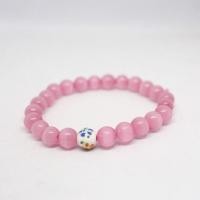 ราคา สร้อยข้อมือหินไทเกอร์อายหินตาเสือสีชมพู+ลูกปัดหินดอกไม้ (3432759770)