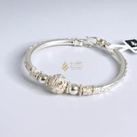 ราคา กำไลเงิน กำไลข้อมือเงินสุโขทัย แต่งลูกประคำ เงิน99.9% (25954530928)