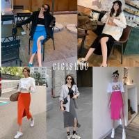 ราคา Cicishop (พร้อมส่ง)กระโปรงไหมพรม แหวกข้าง ผ้านิ่มยืดได้(3215) (2659524907)