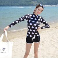 ราคา ชุดว่ายน้ำแขนยาว สีดำลายจุดขาวใหญ่ กางเกงขาสั้นสีดำแถบขาว (เสื้อ+กางเกง) (34722160)