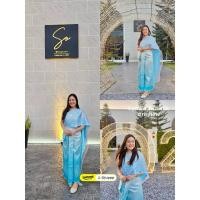 ราคา ชุดไทยสไบเลื่อมฟ้าเทา กระโปรงไหมทอสไลด์สี สวยงาม✨ (24665596817)
