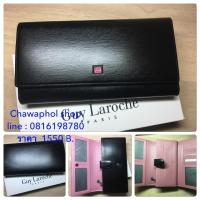 ราคา กระเป๋าสตางค์ Guy Laroche ผู้หญิง หนังเงา สีดำ- ชมพู 3 ล็อค ของแท้ (139235691)