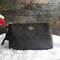 ราคา คล้องมือ coach 2ซิปL สีน้ำตาลเข้ม ลายc (2889711281)