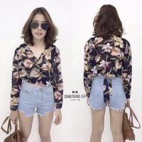 ราคา เสื้อแขนยาวไขว้หน้าผูกเอว (28046601)