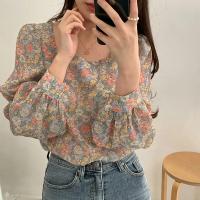 ราคา เสื้อสตรีผ้า ชีฟองลายดอก คอเหลี่ยม มาใหม่ (13002848927)