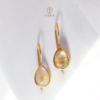 ราคา T vera - เครื่องประดับพลอยแท้ ต่างหูหยดน้ำ Handcrafted เงินแท้ชุบทอง 22k ประดับไหมทอง (20317598701)