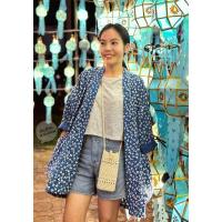 ราคา เสื้อคลุมกิโมโน ผ้าฝ้ายเยื่อไผ่ย้อมครามกัดลาย over size สไตล์ญี่ปุ่น (22686319719)