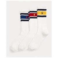ราคา POLO RALPH LAUREN STRIPED CUFF CREW SOCK-3 PACK ถุงเท้า (20777418662)