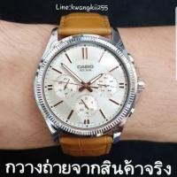ราคา casio แท้% นาฬิกาข้อมือชาย สายหนังสีน้ำตาล เข็มพิ้งโกล (956279854)