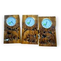 ราคา นาฬิกาไม้สักแท้❗นาฬิกาไม้แกะสลัก ช้าง นาฬิกาแขวนผนัง (ขนาด30x60cm) (19676658881)