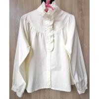 ราคา F388เสื้อคอปีนสีเหลืองอ่อนแต่งระบายสาวอวบ (25884878873)