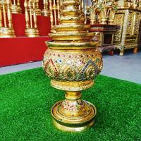 ราคา ผอบใส่พระธาตุ โกศ ผอบไม้แกะสลัก เดินเส้น ลายไทยล้านนาโบราณ ปิดทอง ติดกระจก (13420846646)