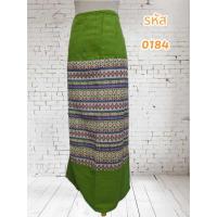 ราคา ผ้าถุงสำเร็จรูปแบบป้ายเย็บเชือกผูกเอวสีเขียว0184 (24565059049)