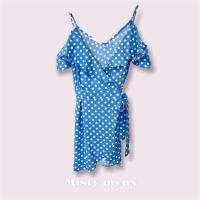 ราคา [ส่งต่อ] Misty mynx แท้ เดรสสายเดี่ยวลายจุด ผูกเอว (สีฟ้า) (18009980225)
