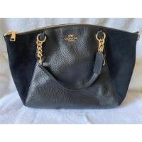 ราคา กระเป๋าสะพาย Coach bag ..หนังแท้สีดำกับหนังกลับด้านข้าง พร้มสายสะพายโซ่ถอดสายได้ (7042215722)