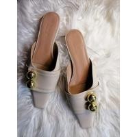 ราคา แท้มือสอง✌ไซส์ 36 Marni leather slippers รองเท้าเปิดส้นสีครีม แบรนด์เนมแท้มือสอง (24882051944)