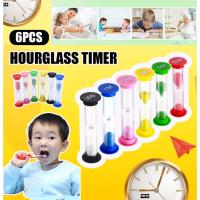 ราคา 6ชิ้นพลาสติกที่มีสีสันทรายจับเวลา0.5/1/2/3/5/10นาทีทรายนาฬิกาทรายทรายนาฬิกาแก้วจับเวลาชุด ร้านค้า (29107495154)