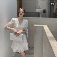 ราคา dress สีขาวฟรุ้งฟริ้ง mogwanycloset (8317691139)