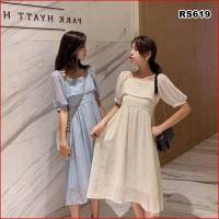 ราคา เดรสยาวผูกโบว์หน้า ผ้าวิ้ง มีซับใน เอวสม็อค 2สี สีฟ้าอมเทา และสีครีม (6151769521)