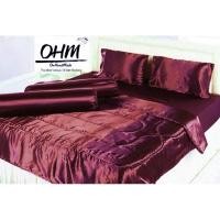 ราคา OHM ผ้าปูที่นอนและผ้านวมคู่ ผ้าเครปซาติน 220 เส้น ขนาด 5 ฟุต 6 ชิ้น (สีแดงไวน์) (1301186700)