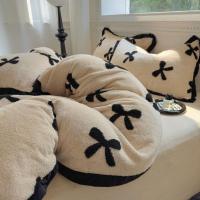 ราคา อ่อนโยนสาวนมหัวใจโบว์ลูกไม้สีดำนมกำมะหยี่ชุดสี่ชิ้นฤดูหนาวปะการังกำมะหยี่ผ้าปูที่นอนชุดสามชิ้น (20987143593)