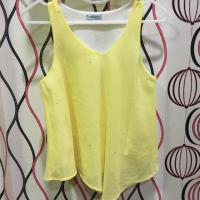 ราคา (พร้อมส่ง) เสื้อแฟชั่น ผ้าชีฟอง มีซับใน สีเหลือง สภาพนางฟ้า ‍♀️ (2157379662)