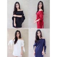 ราคา New in เดรสปาดไหล่ผูกแขน ผ้าแมงโก้ (66464850)